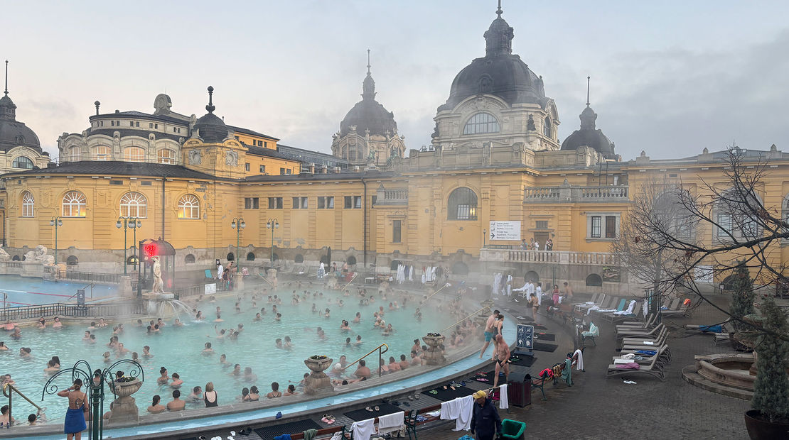 The Szechenyi Baths in Budapest is one of the largest bathhouses in Europe.