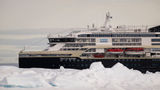 The Fridtjof Nansen expedition ship in Greenland.