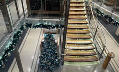 Viking has an understated approach to holiday decorating: white lights and silver ornaments.