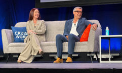 Celebrity Cruises president Laura Hodges Bethge and Royal Caribbean International CEO Michael Bayley at CruiseWorld.
