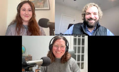 Clockwise from top left: Brinley Hineman of Travel Weekly, David Welch of ETS and host Rebecca Tobin talk about why people travel to explore their faith.